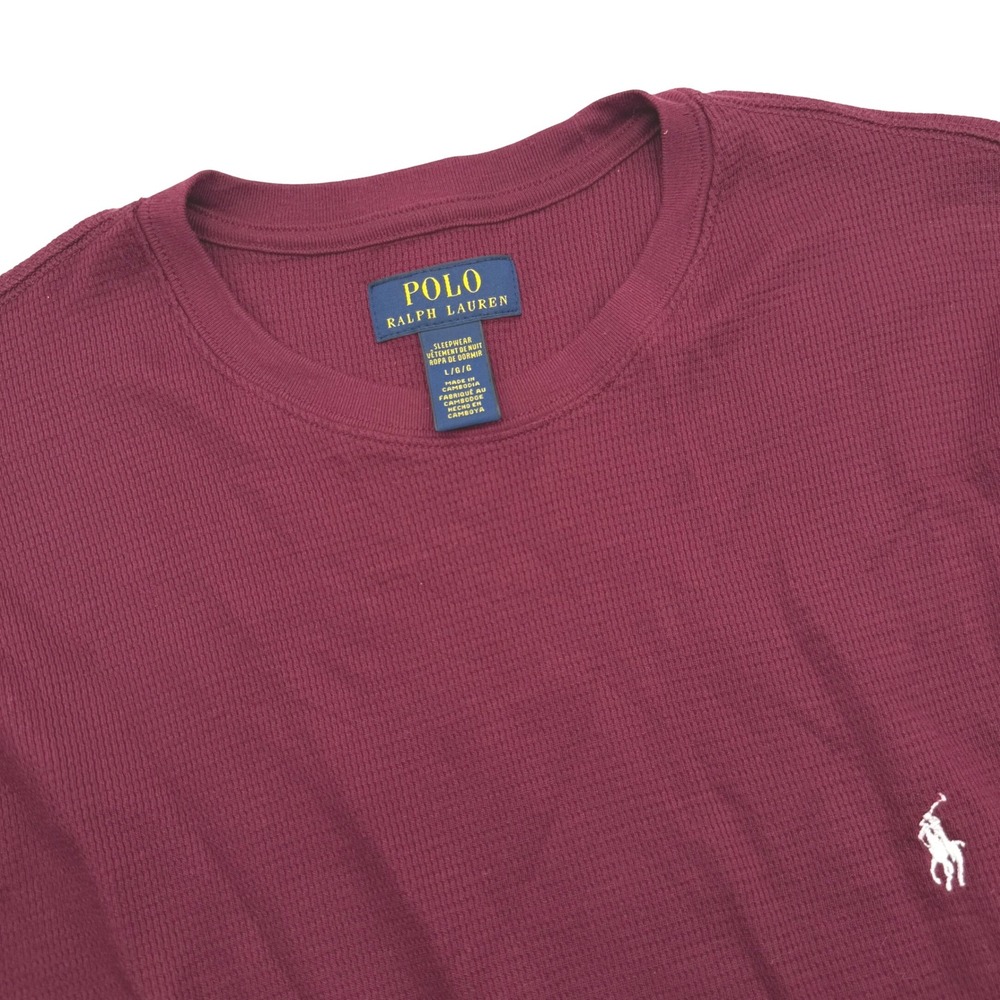 Polo Ralph Lauren Thermal Shirt Men's Large Burgundy Long Sleeve Waffle Knit‎